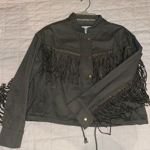 MOVING SALE! Green Fringe Utility Jacket